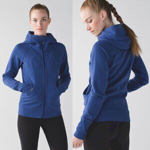 Lululemon Scuba Hoodie III Heathered Sapphire Blue Fleece French Terry, Sz 2